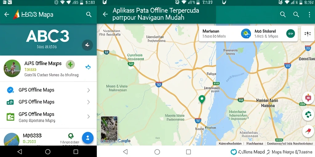 Antarmuka intuitif dan fitur GPS Offline Maps ABC33 yang efektif.