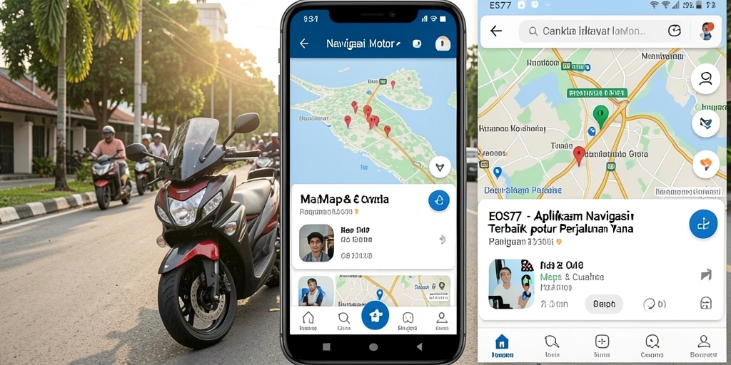 Antarmuka intuitif dan fungsionalitas utama aplikasi Navigasi Motor.
