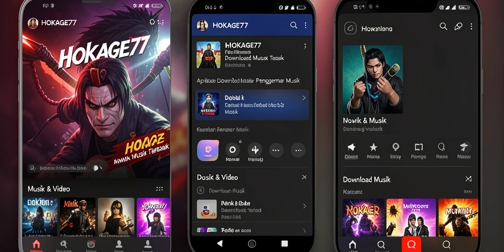 Tampilan antarmuka HOKAGE77 yang ramah pengguna untuk Download Musik.