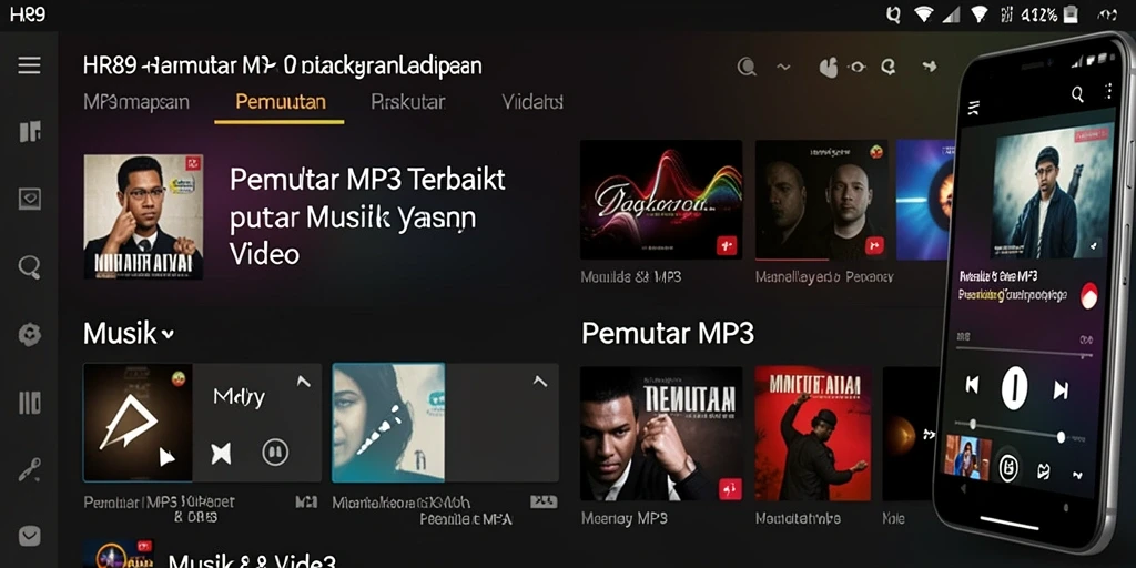 Antarmuka HR89 yang sederhana dan fungsional untuk Pemutar MP3.