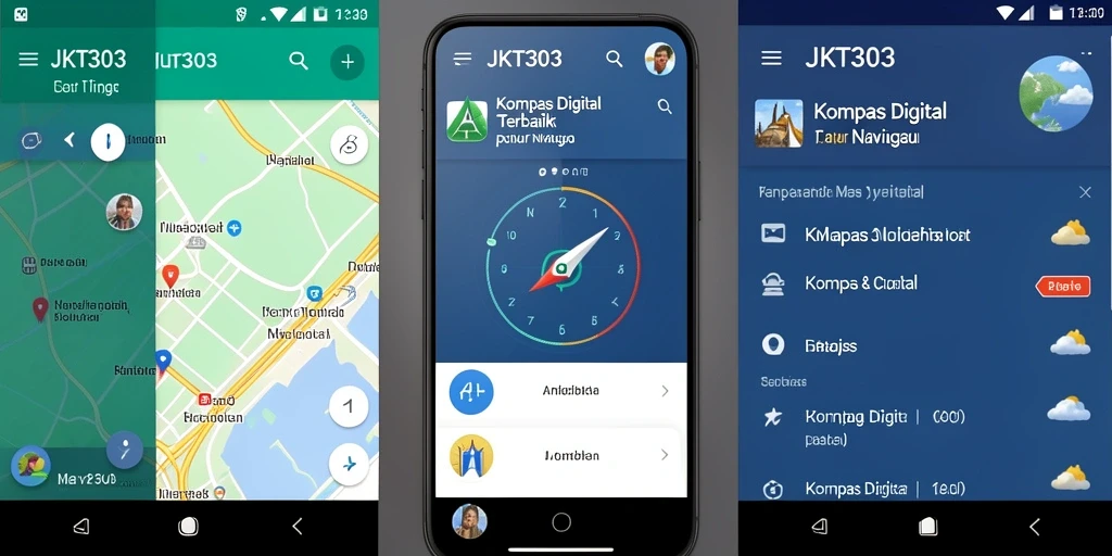 Antarmuka aplikasi Kompas Digital JKT303 yang mudah digunakan.