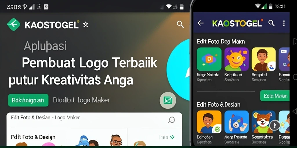 Tampilan antarmuka KAOSTOGEL untuk pembuatan logo yang mudah dan intuitif.