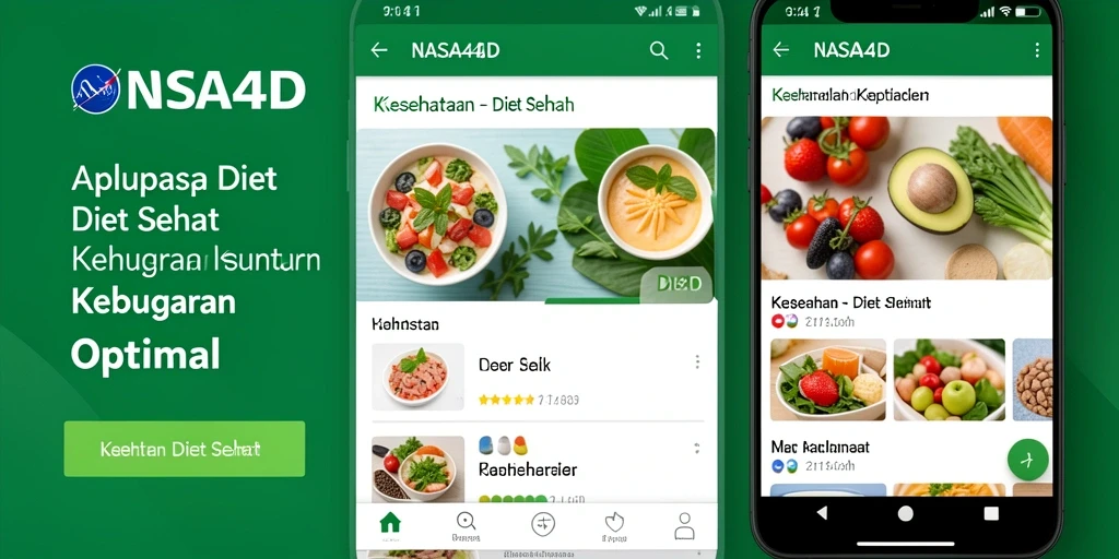 Antarmuka intuitif aplikasi NASA4D untuk diet sehat.