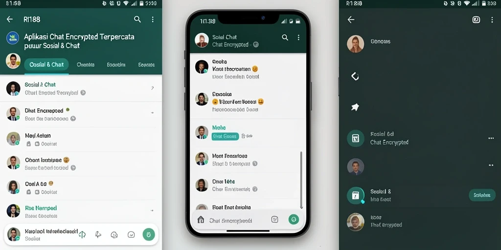 Antarmuka utama RI188 menampilkan fitur Chat Encrypted yang sederhana dan menarik.
