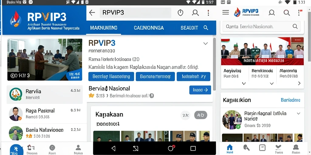 Tampilan antarmuka aplikasi Berita Nasional RPVIP3 yang informatif.